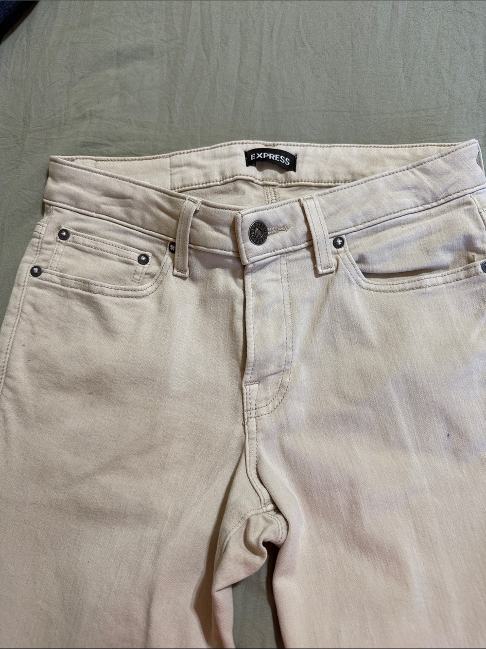 Express Men’s Cream Skinny Jeans